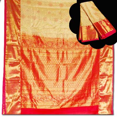 "Halfwhite Kanchi fancy silk saree NSHH-15 (with Blouse) - Click here to View more details about this Product